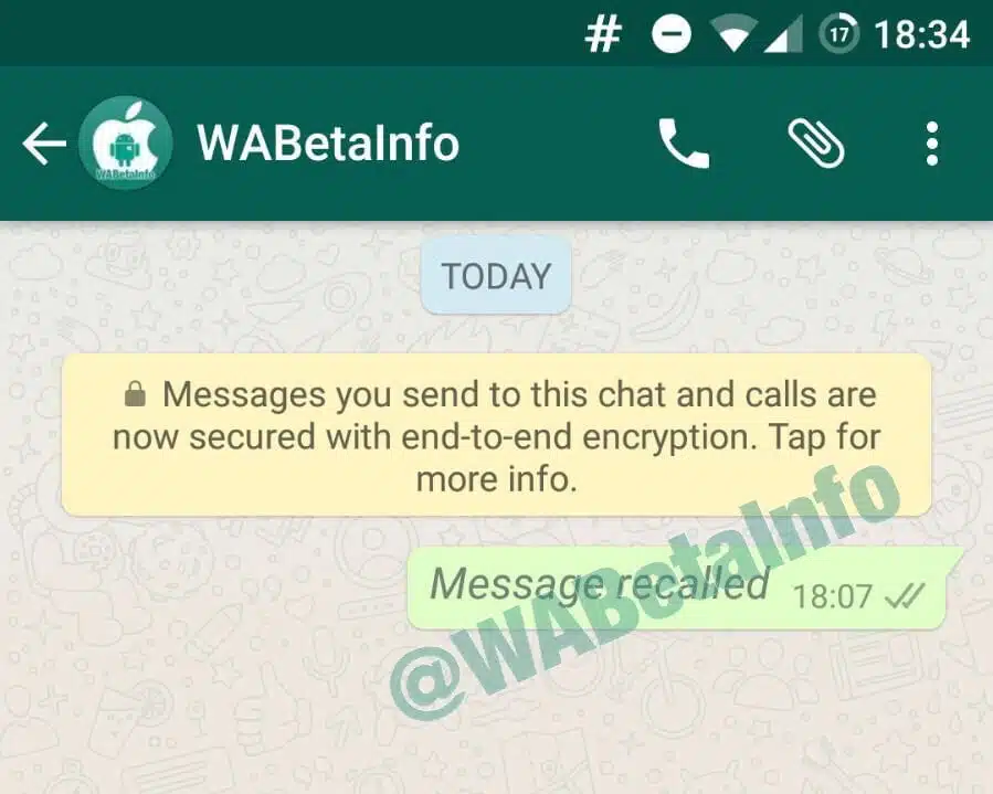 Excluir mensagem enviada whatsapp