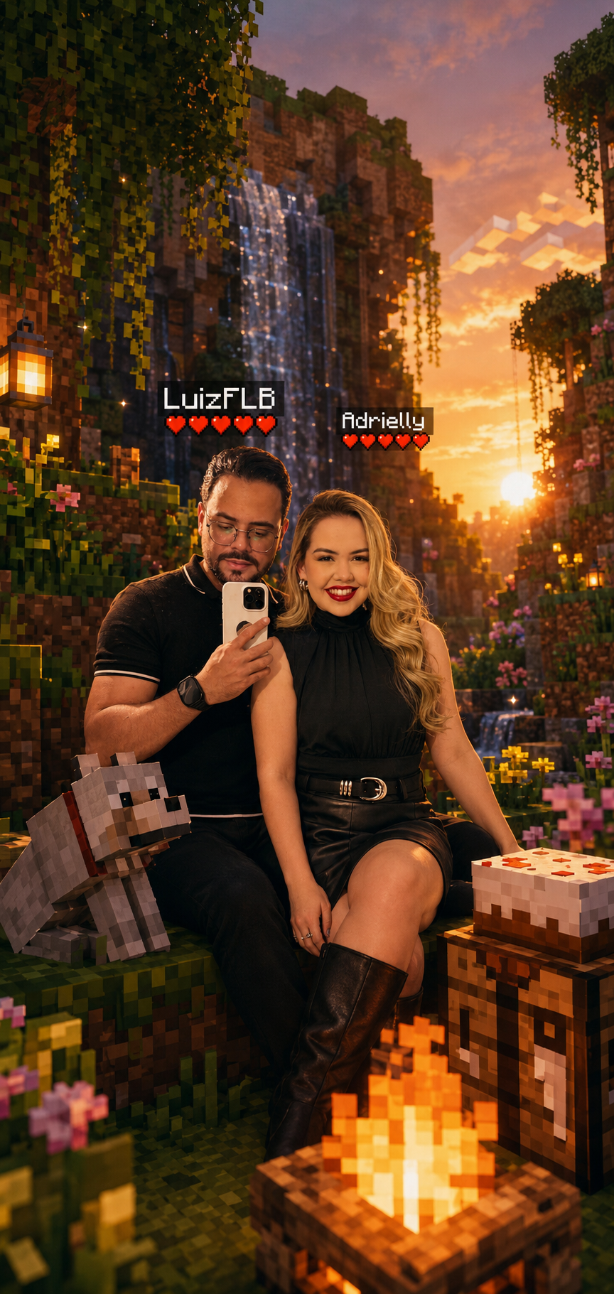 Como Fazer Foto Estilo Minecraft de Casal para Dia dos Namorados com ChatGPT 1 Exemplo da trend de casal estilo Minecraft criada com IA para o Dia dos Namorados