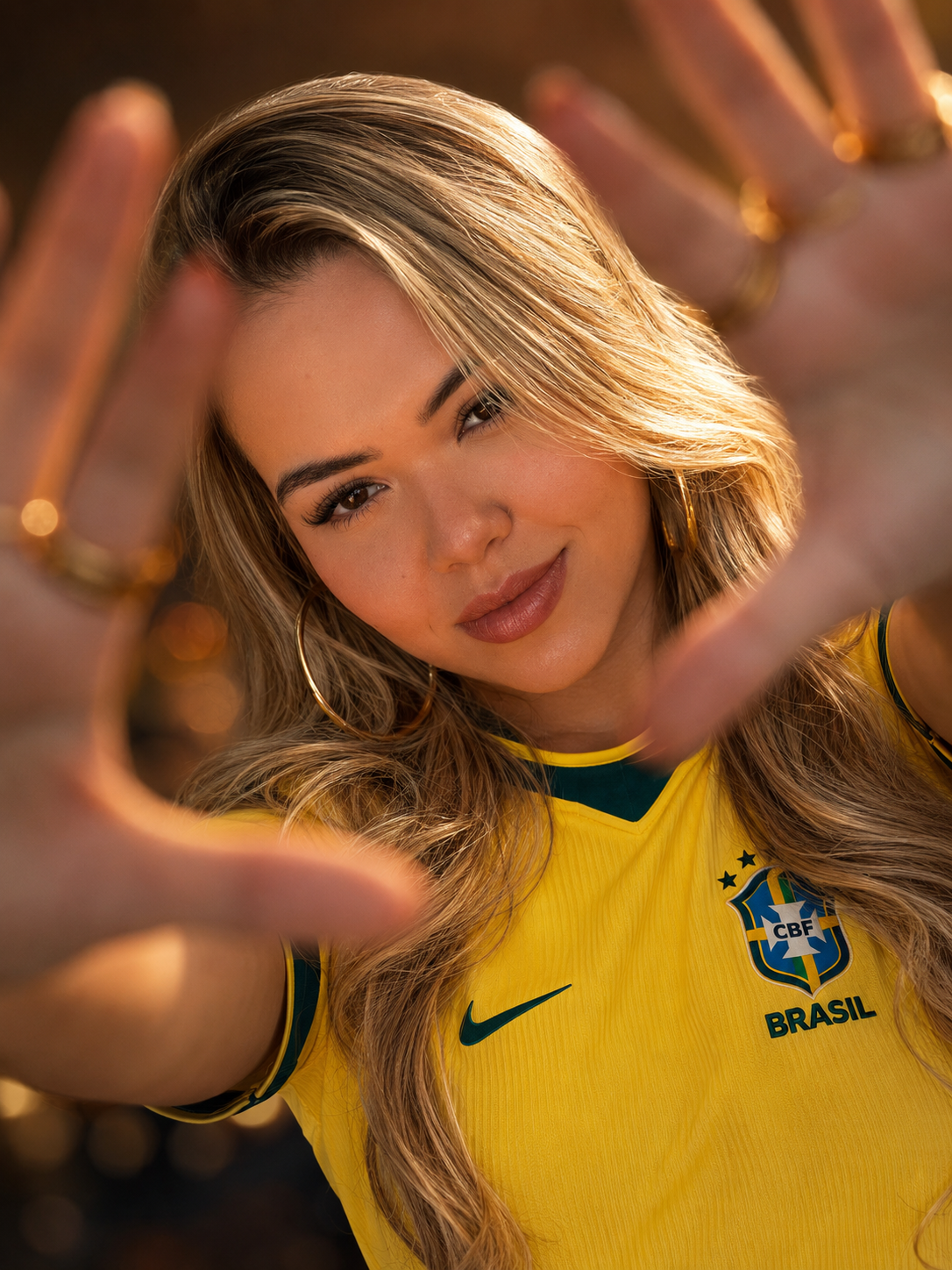 Exemplo da trend de alta moda com camisa da Seleção Brasileira criada com IA