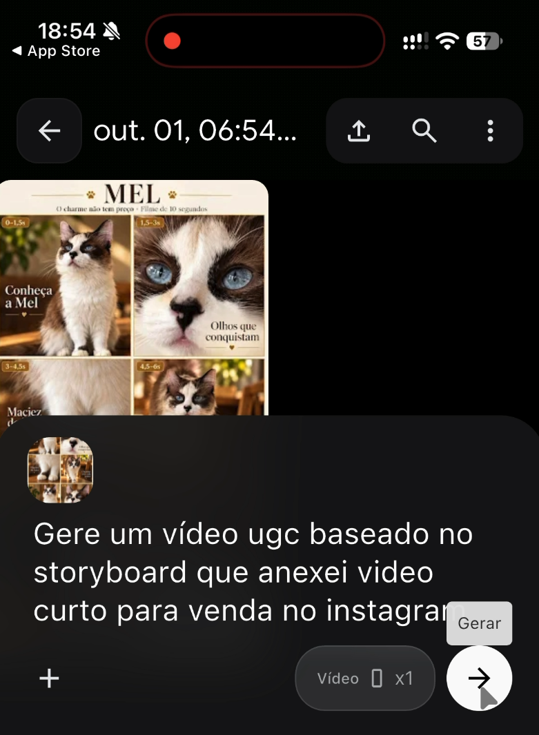 Como criar um vídeo de venda grátis com IA usando ChatGPT e Google Flow 2 Captura de tela de referência do passo de geração de vídeo no Google Flow